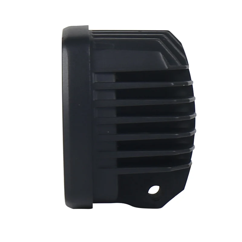 Dimensional drawing of the 109 by 109 by 75 mm square work lamp housing