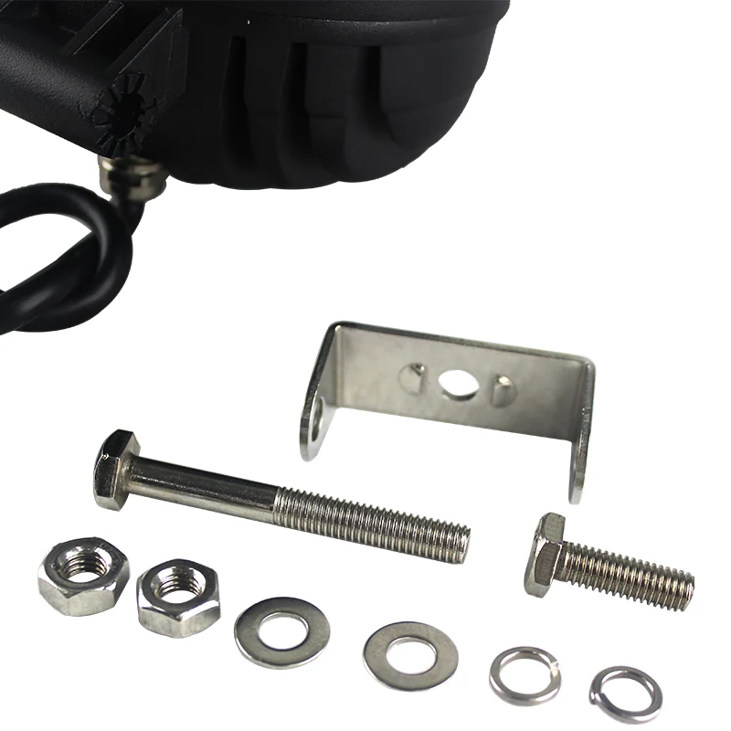 Rear view of the work light showing the sealed cable entry and 304 stainless steel bolts