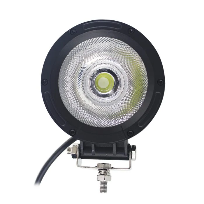 Front view of the work light showing the anti-scratch PC lens and COB LED array