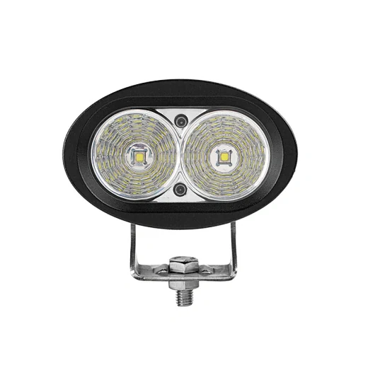 Rear view of the LED work light showing the die-cast aluminium heat sink and sealed cable entry