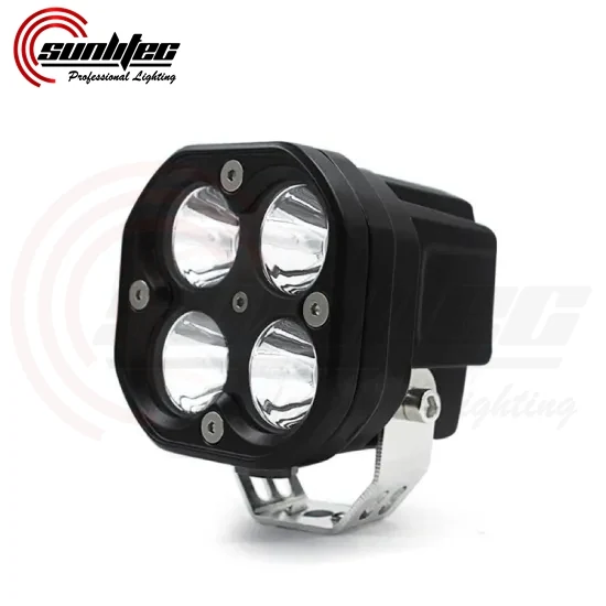 Side view of the work lamp showing the 360 degree adjustable bottom bracket
