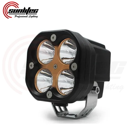 Rear view of the square LED work light showing the die-cast aluminium heat sink fins