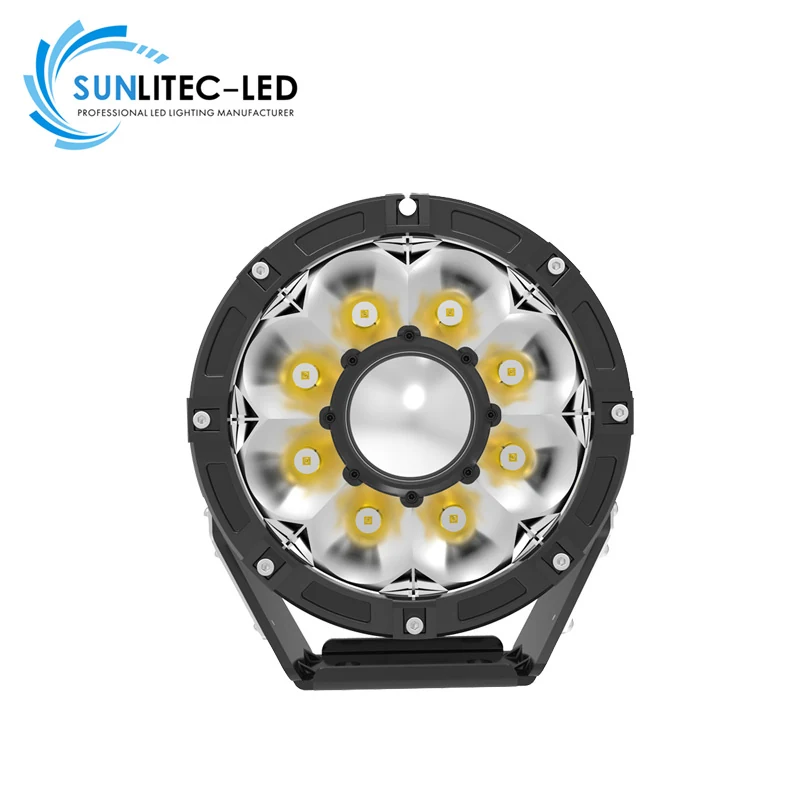 Front view of the 7 inch laser driving light showing the eight Osram CRDP-SH+LASER LED array
