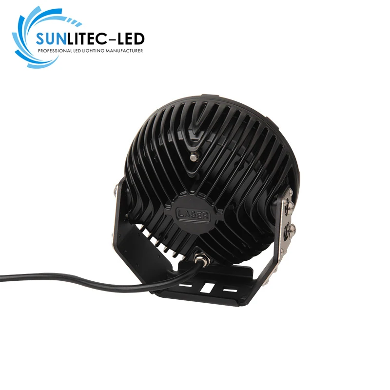 Side view of the driving light with 360 degree adjustable bracket and 7 inch diameter housing