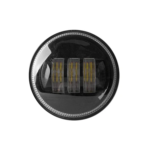 Front view of the flush mount LED fog light showing the low beam optics and 4 inch diameter face