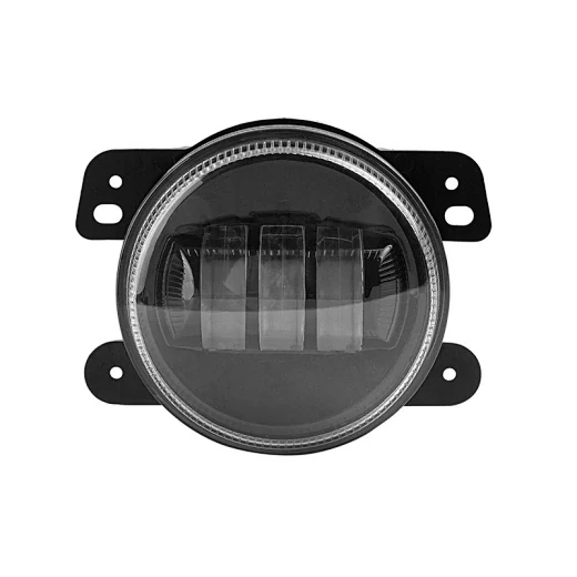 Front view of the flush mount fog light showing the die-cast aluminium housing and polycarbonate lens