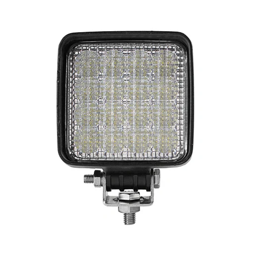 Rear view of the square LED work light showing the die-cast aluminium heat sink fins