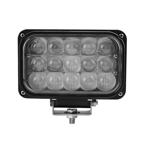 Front view of the LED headlight showing the 15 Bridgelux LEDs and polycarbonate lens