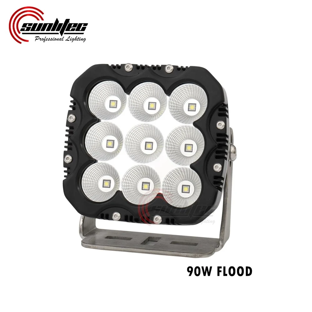 SUNLITEC SLL-15106 5.3 inch 90W CREE XM-L2 flood beam LED driving light with stainless steel brackets