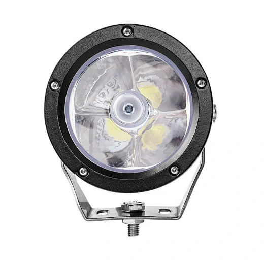 Side view of the driving light showing the 360 degree adjustable bottom bracket