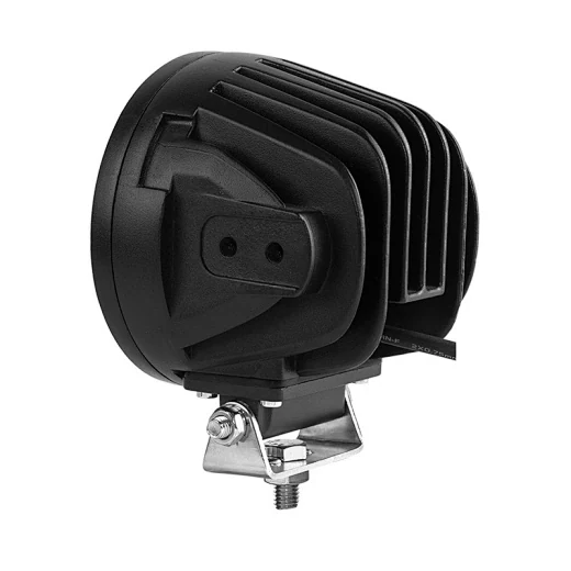 Side view of the driving light showing the die-cast aluminium housing and polycarbonate lens