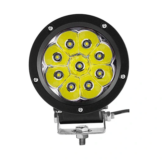 Front view of the spot beam pattern with the CREE LED emitter visible behind the lens