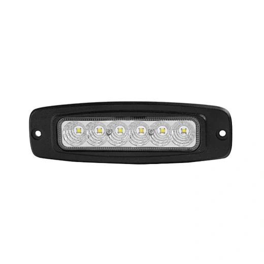 Side view of the flush-mounted LED work light showing the 6 inch diameter and flat mounting surface