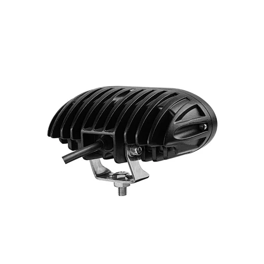 Rear view of the 6 inch LED work light showing the die-cast aluminium heat sink fins and sealed cable entry