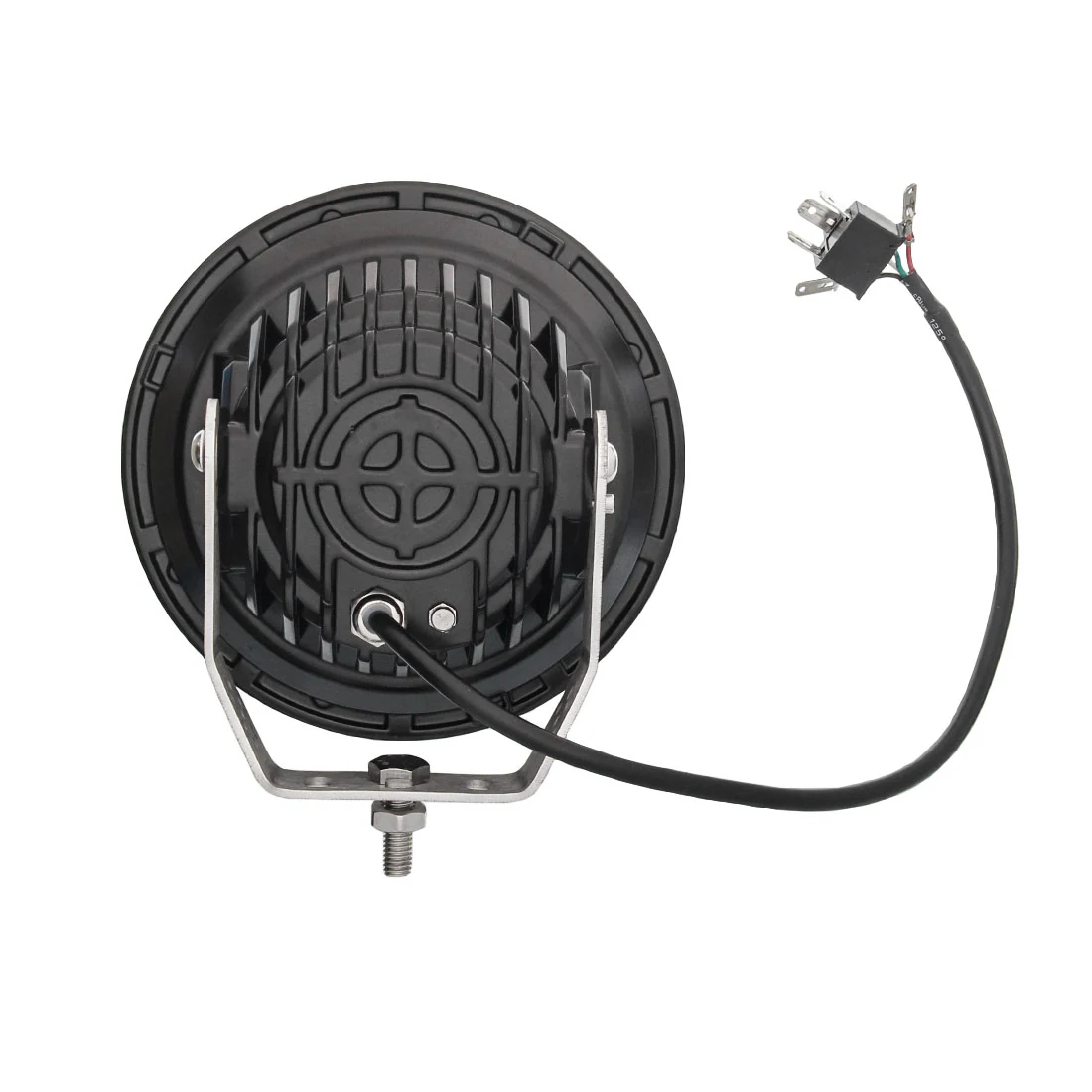 Side view of the driving light with die-cast aluminium housing and polycarbonate lens