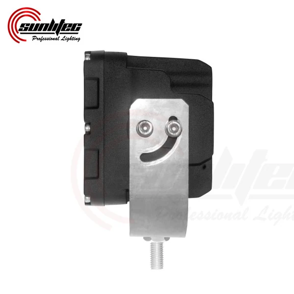 Side view of the LED work light showing the die-cast aluminium housing and 360 degree adjustable pedestal