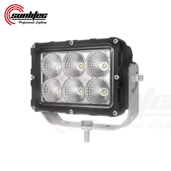 SUNLITEC SLL-W6030 6 inch rectangle LED work light with built-in Deutsch DT connector and universal pedestal bracket