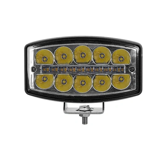 Front view of the LED driving light showing the 10 Osram LED array and polycarbonate lens