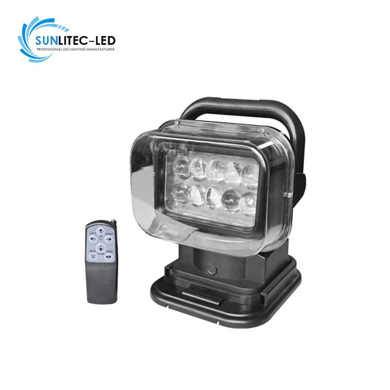 SUNLITEC SLL-CH001-50W 7 inch remote control LED search light in black with remote control
