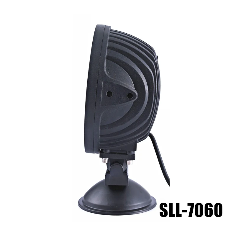 Side view of the light showing the die-cast aluminium housing and 360 degree adjustable mounting bracket