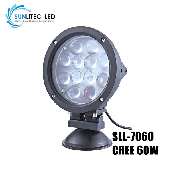 SUNLITEC SLL-7060-60W 7 inch round LED driving work light with black ring and stainless steel bracket