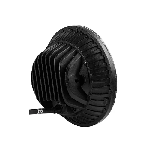 Side view of the headlight highlighting the flush mount design and cable entry point