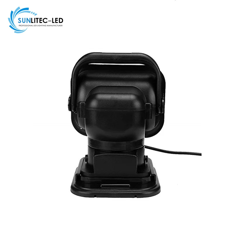 Side view of the search light showing the die-cast aluminium housing and polycarbonate lens