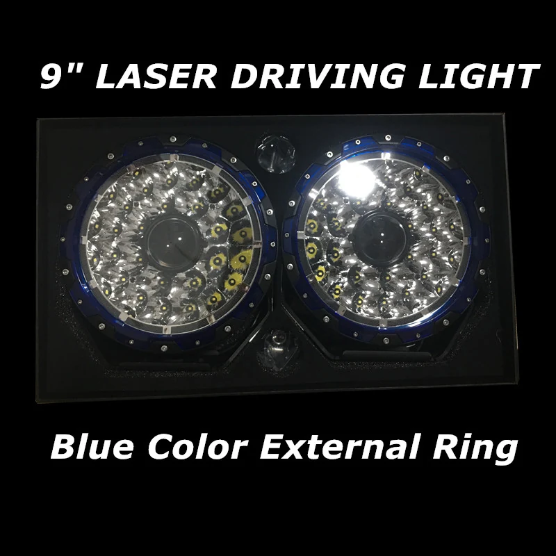 Front view of the 9 inch LED laser light with spot beam pattern and anti-reflective PC lens
