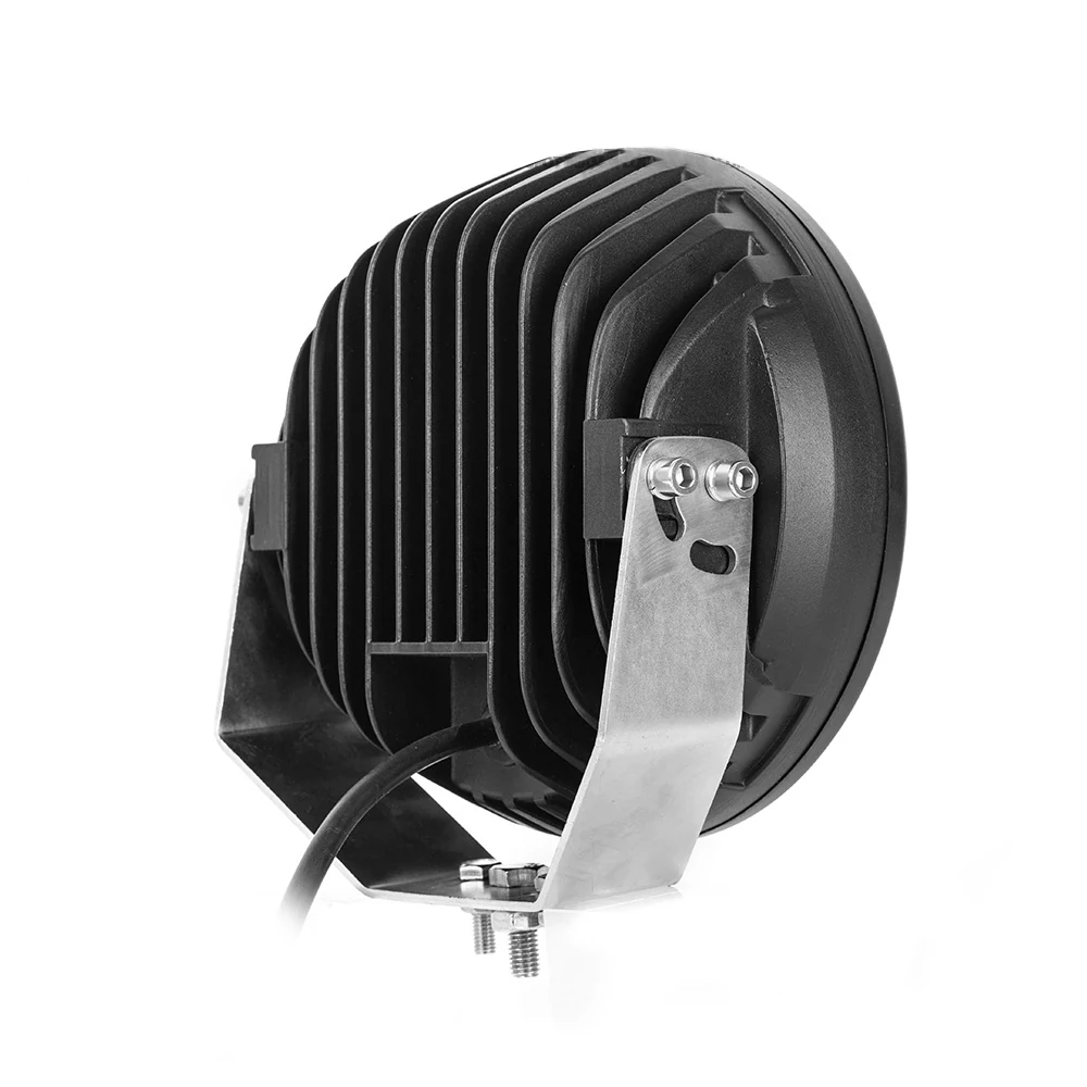 Close-up of the anti-UV PC lens and die-cast aluminium heat sink fins