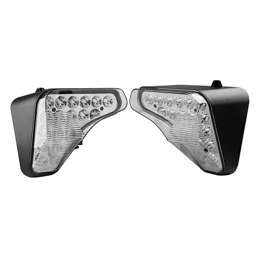 Front view of the LED headlight showing the 36 Osram LED array and anti-reflective polycarbonate lens