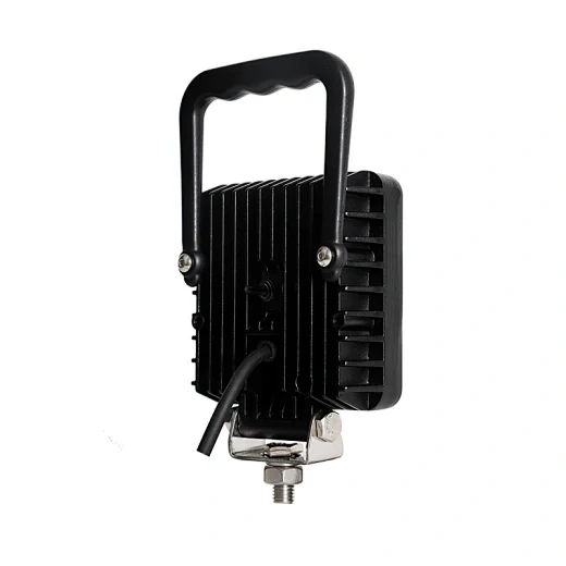 Side view of the square LED work light showing the anti-scratch polycarbonate lens and 30 Osram LED array