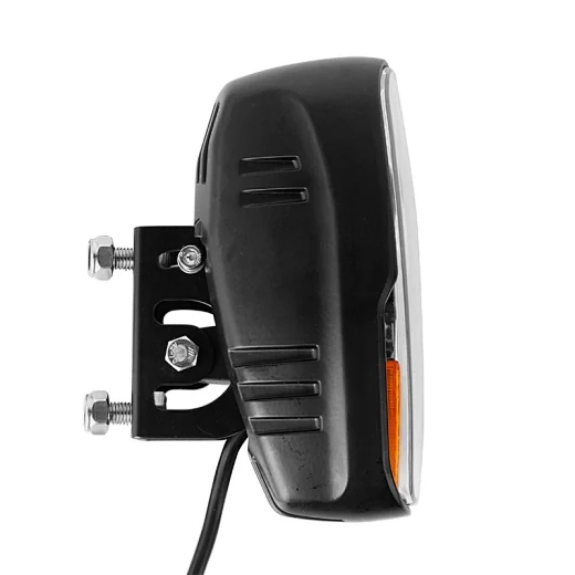 Side view of the headlight highlighting the 9 inch diameter and flat mounting surface
