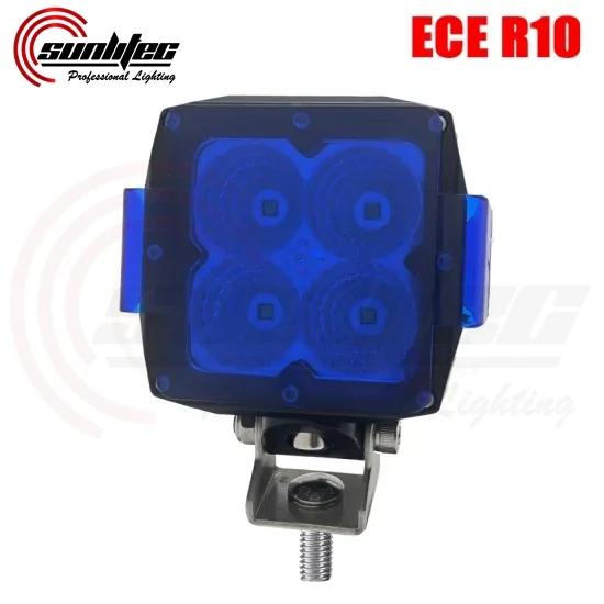 Dimensional drawing of the 101 by 92.5 by 68 mm square work lamp housing