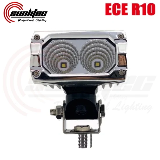 Dimensional drawing of the 101 by 92.5 by 68 mm square work lamp housing