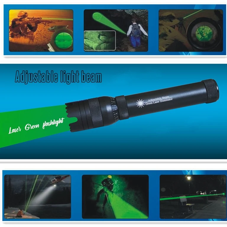 Front view of the adjustable beam flashlight showing the multilayer coated optical lens