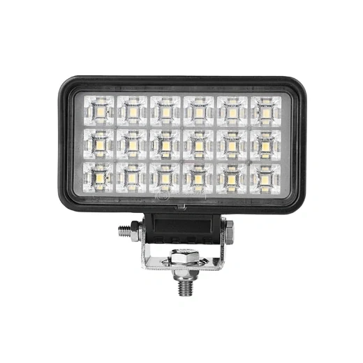 Rear view of the rectangular LED work light showing the die-cast aluminium heat sink fins