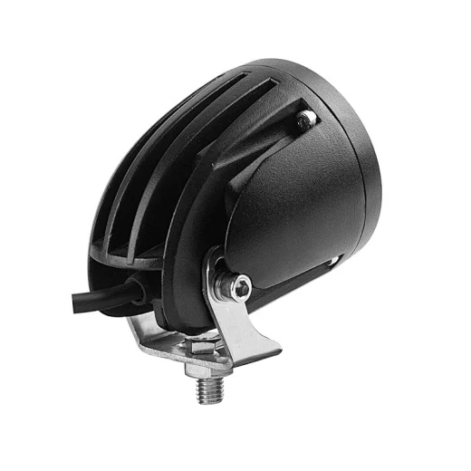 Front view of the compact LED work light showing the CREE 15W LED and polycarbonate lens