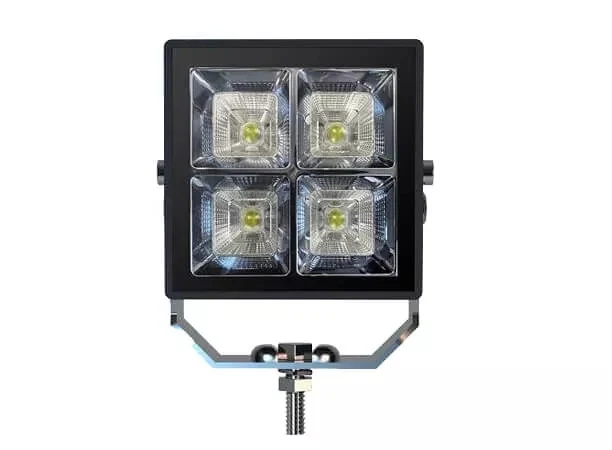 Side view of the bezel-less LED work light showing the 360 degree adjustable mounting bracket