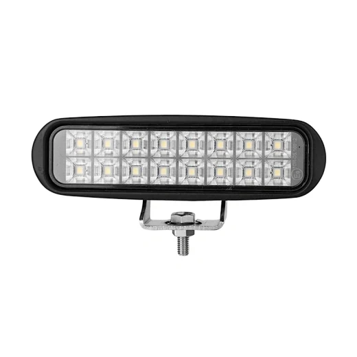 Rear view of the square LED work light showing the die-cast aluminium heat sink fins