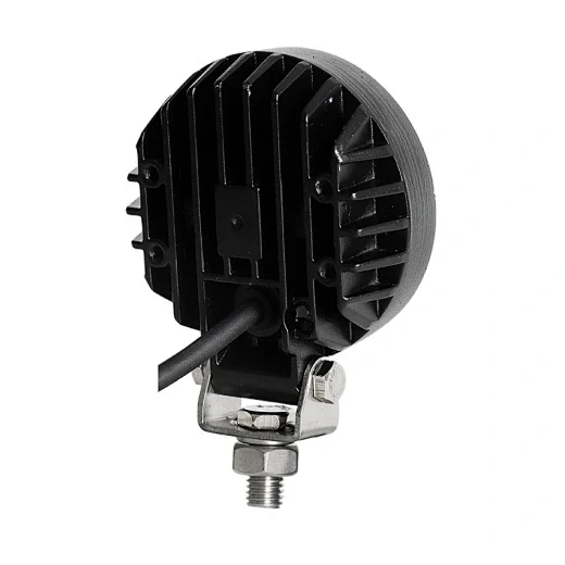 Side view of the work light showing the 360 degree adjustable bottom bracket and 38mm bracket diameter