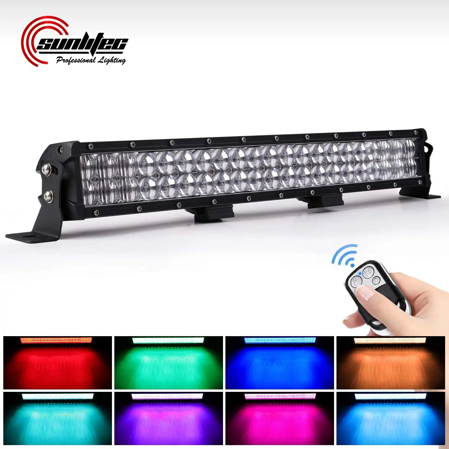 SUNLITEC SLL-B2225 to SLL-B2229 straight remote control LED light bar with white and RGB LEDs