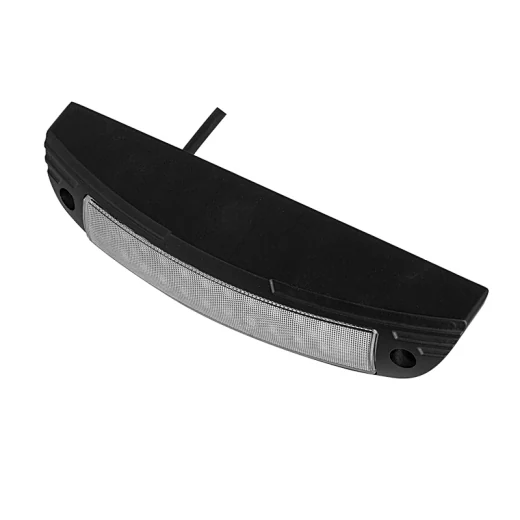 Close-up of the anti-UV polycarbonate lens over the LED array