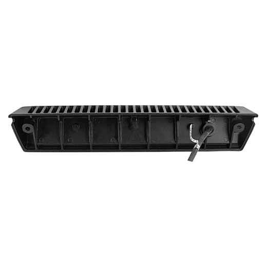 Front view of the LED light showing the 60 x 1W Osram LED array and polycarbonate lens
