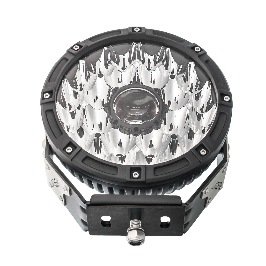 Front view of the laser LED driving light showing the 24 x 5W Osram CRDP-SH+LASER emitter array