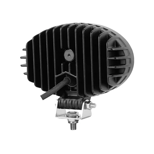 Rear view of the oval LED work light showing the die-cast aluminium heat sink fins