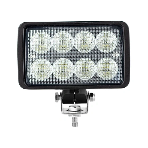 Front view of the tractor light with flood beam pattern and UV-resistant powder coating