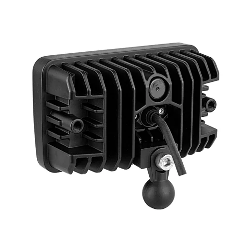 Side view of the tractor light showing the die-cast aluminium housing and 360-degree adjustable bracket