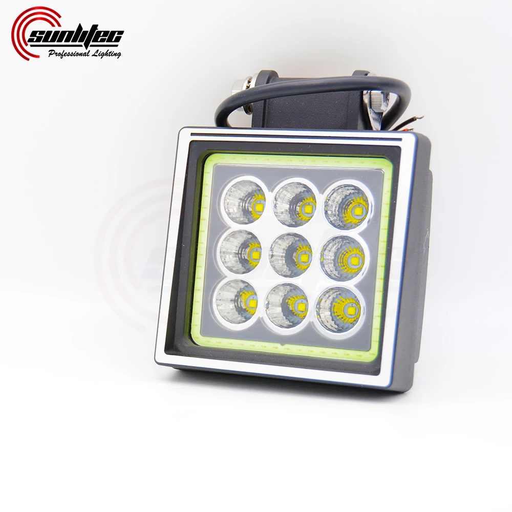 Side view of the work light showing the 360 degree adjustable bottom bracket and 42mm bracket width