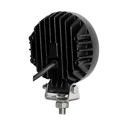 Side view of the work light showing the 360 degree adjustable mounting bracket and 30mm width