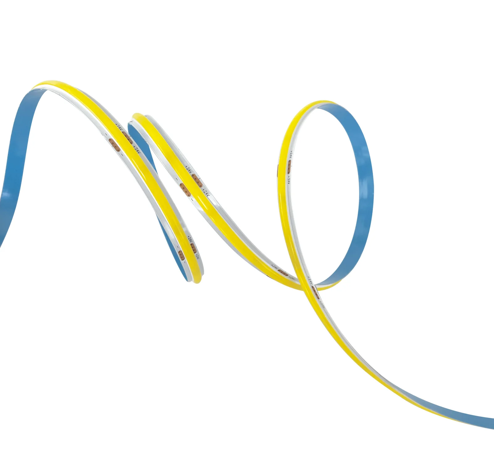 Flexible Sunlitec COB LED strip light bent into a curve
